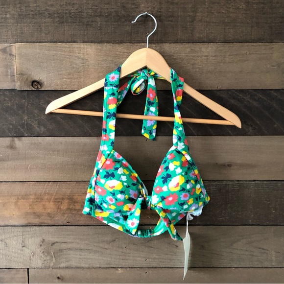 Boden Swim Nwt Boden Womens Green Floral Print Halter Swim Bikini